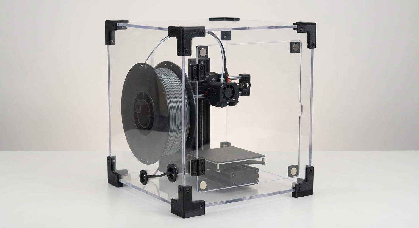 Polycarbonate panel kit forming a 3D printer enclosure.