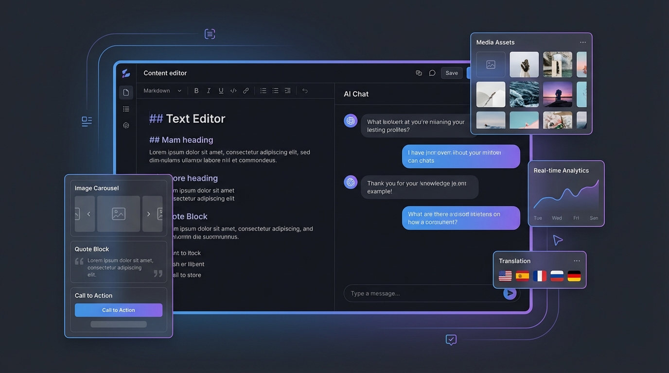 PoolyPress CMS — piattaforma di gestione contenuti potenziata dall'IA